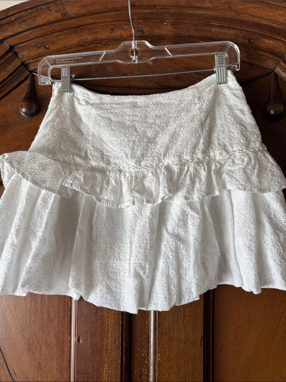 White Eyelet Ruffle Mini Skirt - Picture 5 of 8